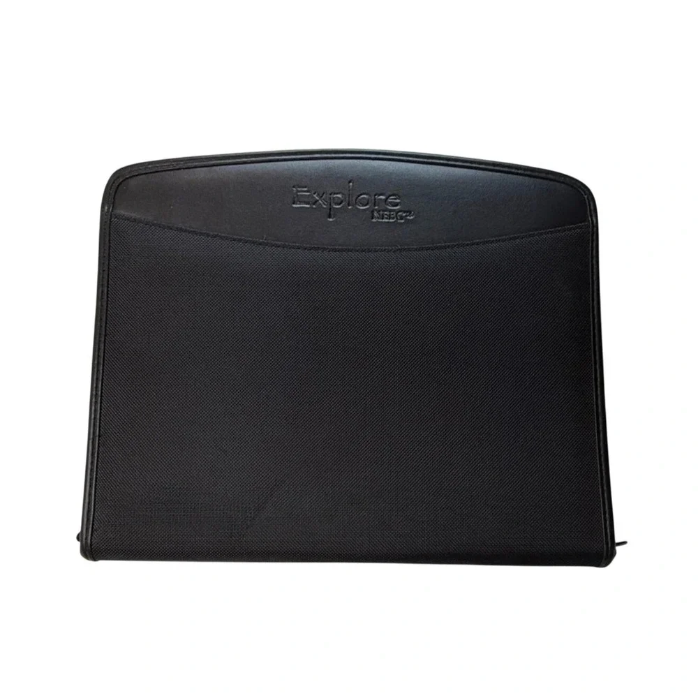 Leed's Explore NEBC Black Ballistic Nylon Zip Around Portfolio Organizer Case